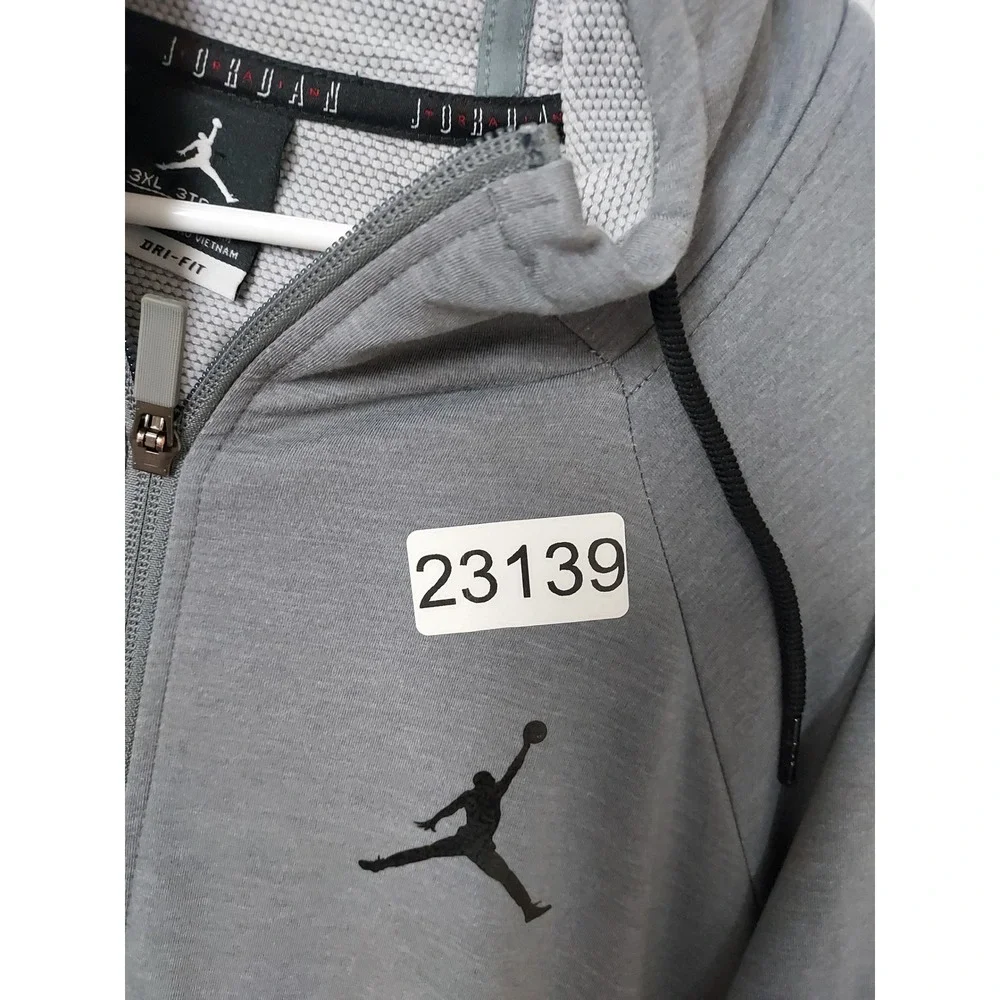 Jordan Jacket Mens 3XL Dri Fit Tech Sphere Full Zip Hoodie Gray Jumpman Nike EUC
